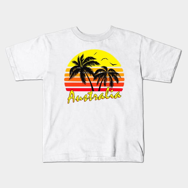 Australia Retro Sunset Kids T-Shirt by Nerd_art